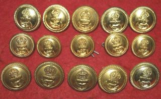 15 Ww2 Uk Royal Navy Buttons