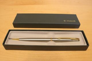Vintage Parker Insignia Twist Action Ballpoint Pen Gold Trim Box U.  S.  A.