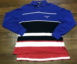 Authentic Polo Sport Ralph Lauren Vintage Rare 90s Long Sleeve U.  S.  A.  L Striped