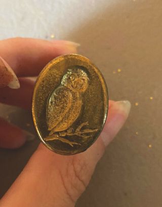 Vintage Wise Owl Brass Wax Seal Stamp Full Kit Made In Italy
