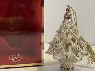 Lenox Florentine And Pearl Spire Christmas Tree Ornament Box Gorgeous