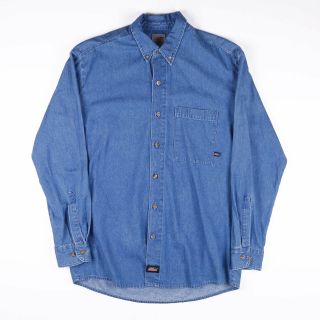 Vintage Dickies Blue Denim Shirt Size Mens Medium