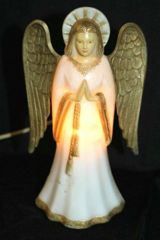 Vintage 8 " Blow Mold Hard Plastic Angel Light Electric Christmas Holiday Decor