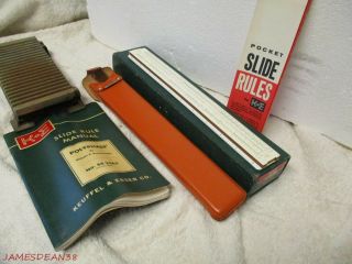 Vintage Keuffel & Esser Slide Rule 4053 - 3 With Leather Case 1950 