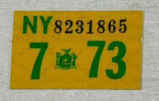 1973 York Passenger Car License Plate Sticker