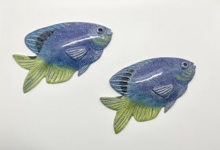 Vintage Ceramic Wall Art Hanging Fish Signed A.  Gidley Set Of 2 Matching Colors