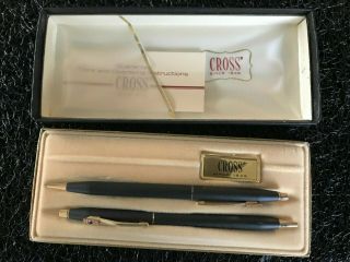 Vintage Cross Classic Black Pen And Pencil Set Dixie 2501