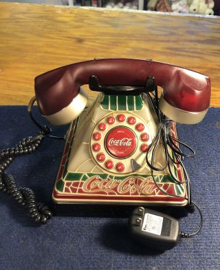 2001 Coca Cola Stained Glass Christmas Phone - &