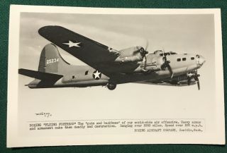 Great Ww2 Aircraft Photo Post Card Bowing B - 17 Flying Fortress W.  J.  Gray Wwii