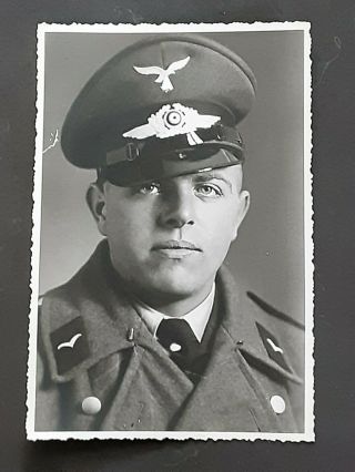 Ww2 German Army Wehrmacht Photo,  Air Force Soldier,  Uniform Hat