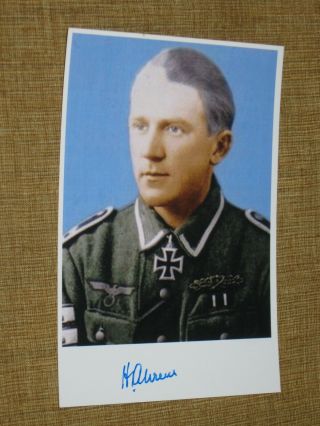 Hand Signed Wwii Photo German Grenadier 1141 Hinrich Ahrens Knight 