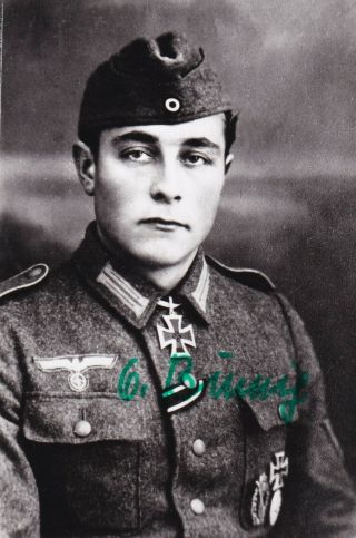 Hand Signed Wwii Photo German Grenadier Regiment Otto Binnig Knight 