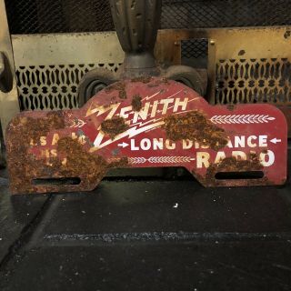 Vintage Zenith Metal License Plate Topper Sign