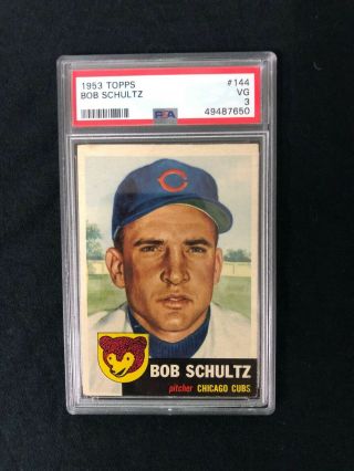 1953 Topps Baseball Card 144 Bob Schultz Psa 3 Very Good Vintage Mlb Cubs