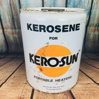 Vintage Kero - Sun Kerosene Metal 5 Gallon Can Estate Fresh With Cap