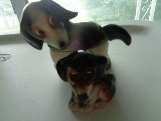 Vintage Hound Dog Sugar And Pepper Shaker Made In Germany