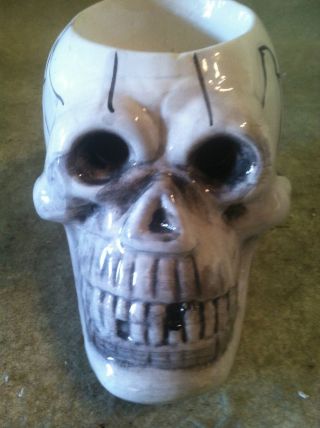 Skull Candle Holder Or Candy Dish E2