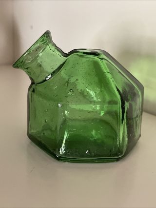 Vintage Par - A - Sol Mold Blown Green Glass Turtle Inkwell Bottle Exc Ink Well