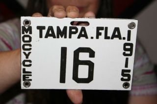 Florida Motorcycle 1915 License Plate Harley Davidson Porcelain Metal Sign
