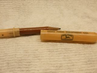 Vintage 4 Leg John Deere Bullet Pencil.  Burlington,  Wever Iowa Phone 77 3