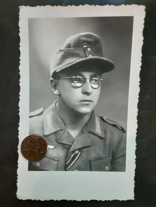 Ww2 Young Wehrmacht / German Army Soldier Portrait Photo.  Iron Cross.