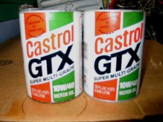 Vintage Castrol Gtx Motor Oil 2 Quarts Cardboard Can Black Top 10w - 40 Full
