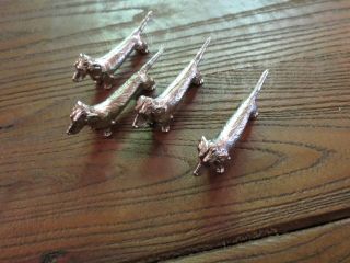 Set Of 4 Vintage French Silver Plate Knife Rests Dachshund