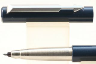 Vintage (1992) Parker Vector Rollerball Pen,  Dark Blue With Chrome Trim