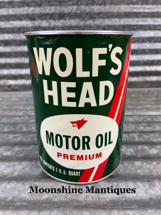 Vintage Wolf’s Head Motor Oil Can 1 Qt - Gas & Oil