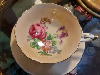 Vintage Paragon England Rose Bouquet Center Cup And Saucer