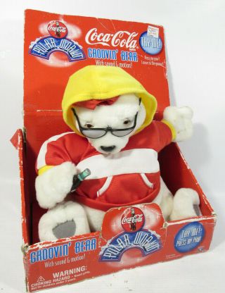 Vtg 1998 Trendmasters Coca Cola Grooving Singing/dancing Polar Bear Plush Toy