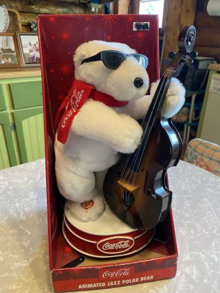 Vintage Coca - Cola Animated Jazz Polar Bear Bass Musical Holiday Christmas