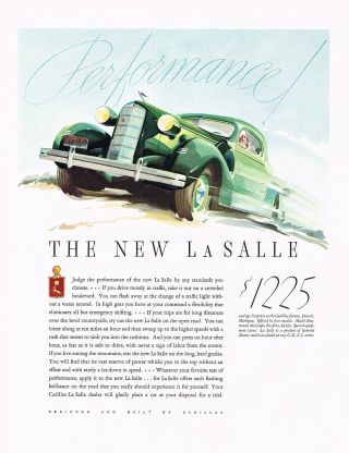 1935 Big Vintage Cadillac Lasalle La Salle Coupe Car Automobile Art Print Ad