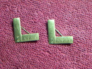 2 - Ww Ii Era Us Navy Brass Carpenter Collar Insignias W/ Pin Back