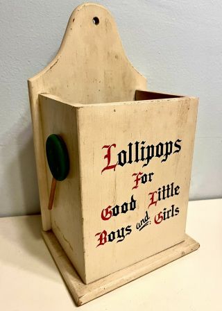 Rare Vintage 50s Lollipops For Good Little Boys And Girls Wood Wall Box Cornwall