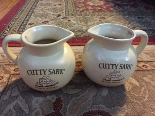 (2x) Cutty Sark Scots Whisky Pub Jug Water Pitcher Whiskey Pair Ceramic