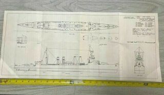 Vintage Blueprint Uss Omaha Cl4 Ww2 Light Cruiser Reading Model Engineer Drawing