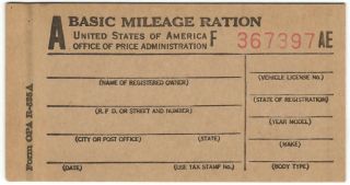 Wwii Opa R - 525a " A " Basic Mileage Ration Booklet 4 Pages Of 8 Coupons Complete
