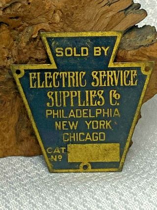 Vtg Electrical Service Supplies Co.  Philadelphia Ny Chicago Brass Plaque Badge
