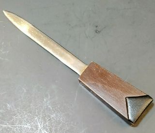 Vintage Letter Opener Made In Italy W/ Wood And Leather Handle