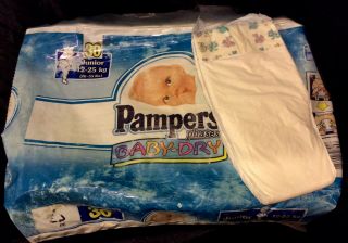 Vintage Pampers Phases Baby - Dry Diaper For Boys Plastic Backed Sz Junior 12 - 25kg