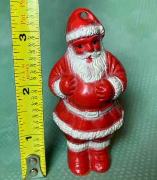 Vintage 1950s Irwin 3.  5” Plastic Santa Claus Candy Container Ornament