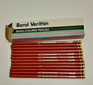 Berol Eagle Verithin Terra Cotta 745 1/2 12 Pencils Unsharpened Vtg