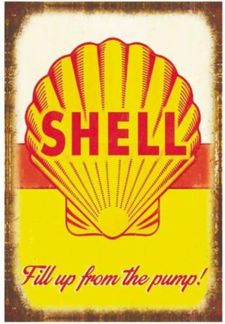 Shell Gasoline Oil Gas Garage Auto Shop Rustic Retro Metal Sign 8 X 12