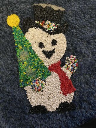Vintage Snowman Melted Plastic Popcorn Christmas Wall/ Door Hanging Decoration