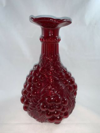 Imperial Glass Co Vintage Grape Vase In Deep Ruby Red Flared Fluted Rim 2