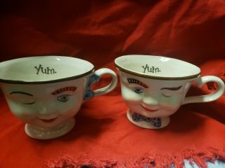 Vintage Bailey’s Irish Coffee Cups Mr Mrs Yum Winking Eye Coffee Mugs Aqua