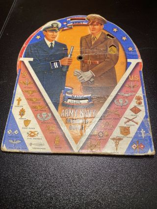 Vintage 1943 Army Navy Insignia Guide Wheel Dial Advertisers Serv.  Div.  Ny Wwii
