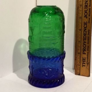 Vintage Moby Dick 6” Fairy Lamp Summit Glass Russ Vogelsong Blue & Green