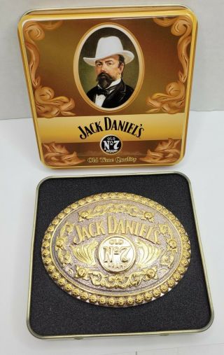 Jack Daniels Belt Old No 7 Brand Buckle 2003 In 1st In Series Collectors Tin